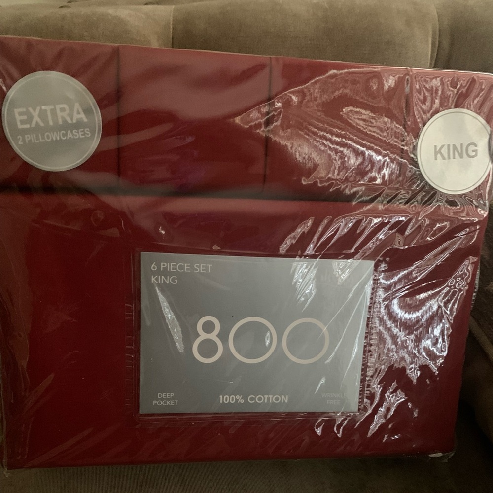 Cotton sheets flat and fitted sheet with four pillow sheets
